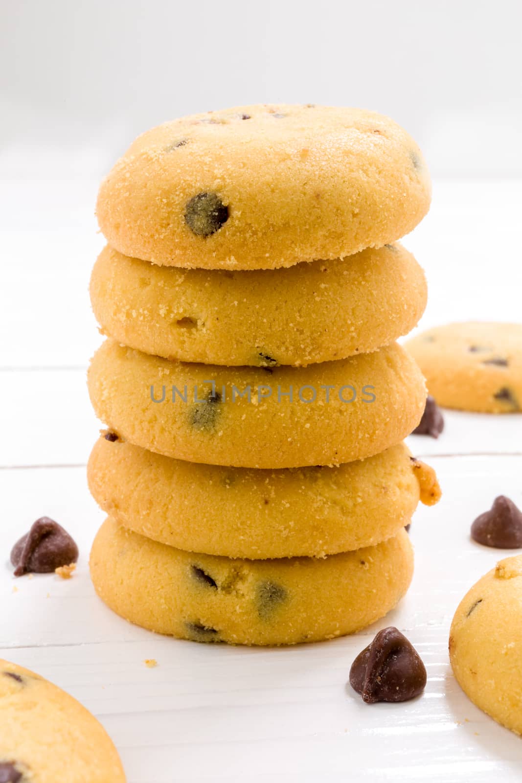 Freshly baked chocolate lava cookies on wooden background.