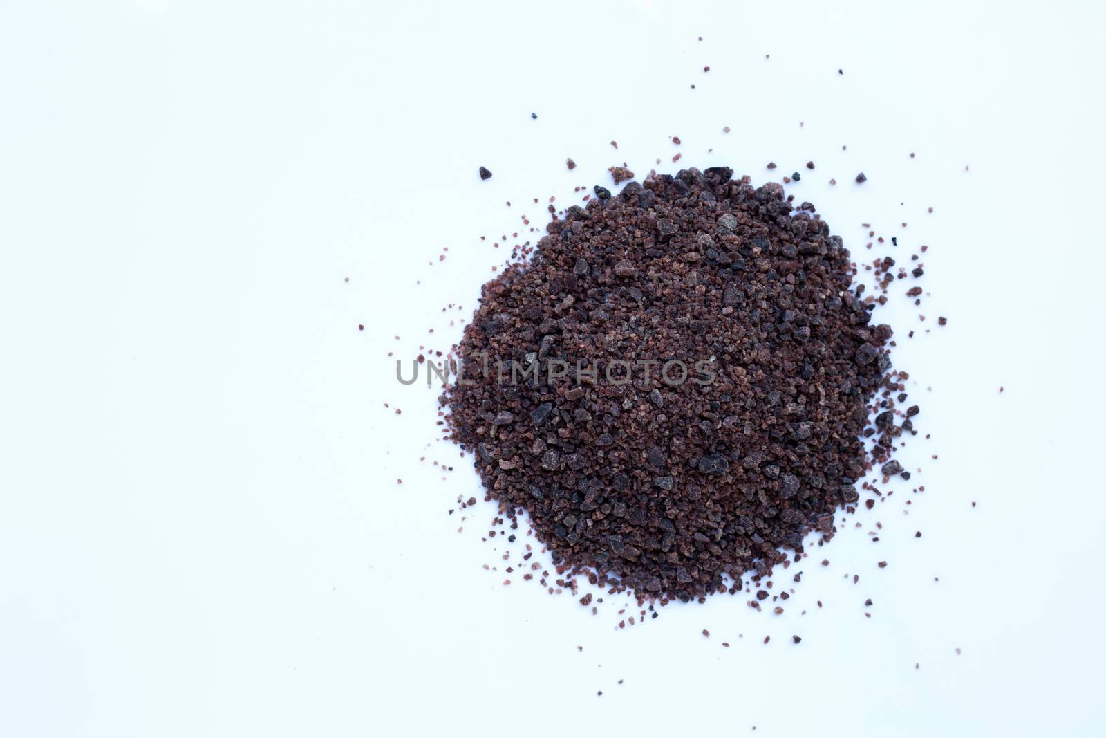 Black himalayan salt on with background. Copy space