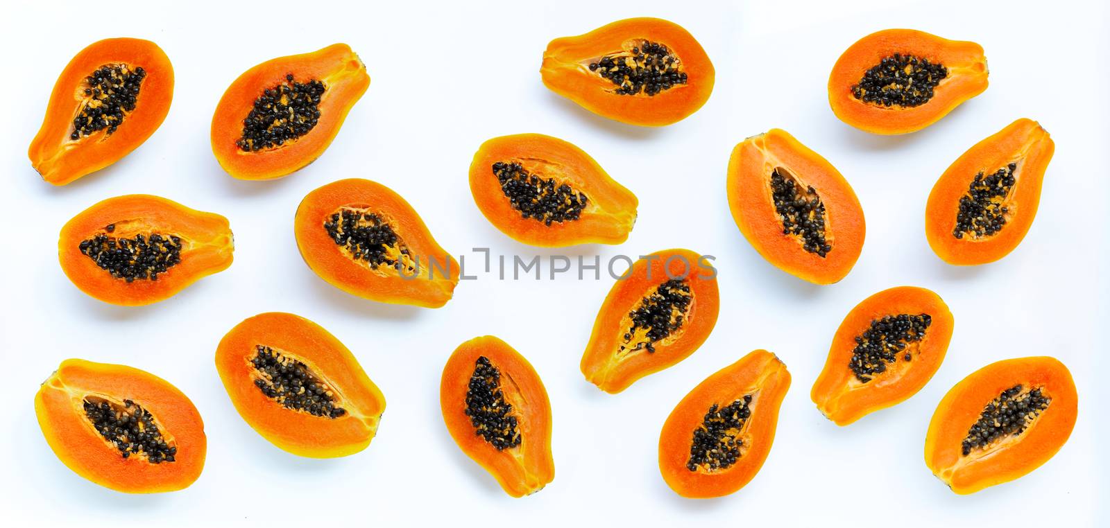 Papaya fruit on white background. by Bowonpat