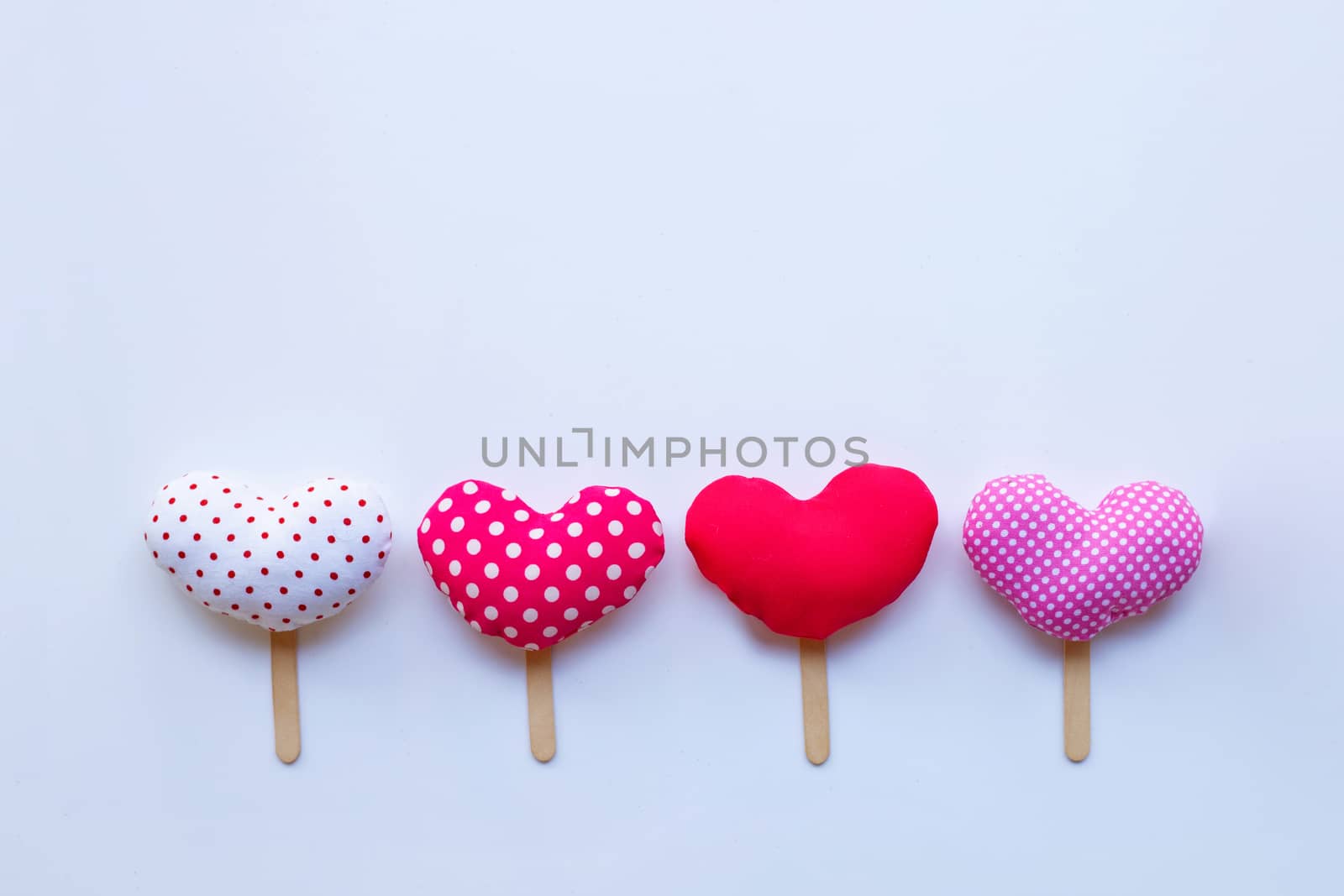 Valentine's hearts on white background. Copy space