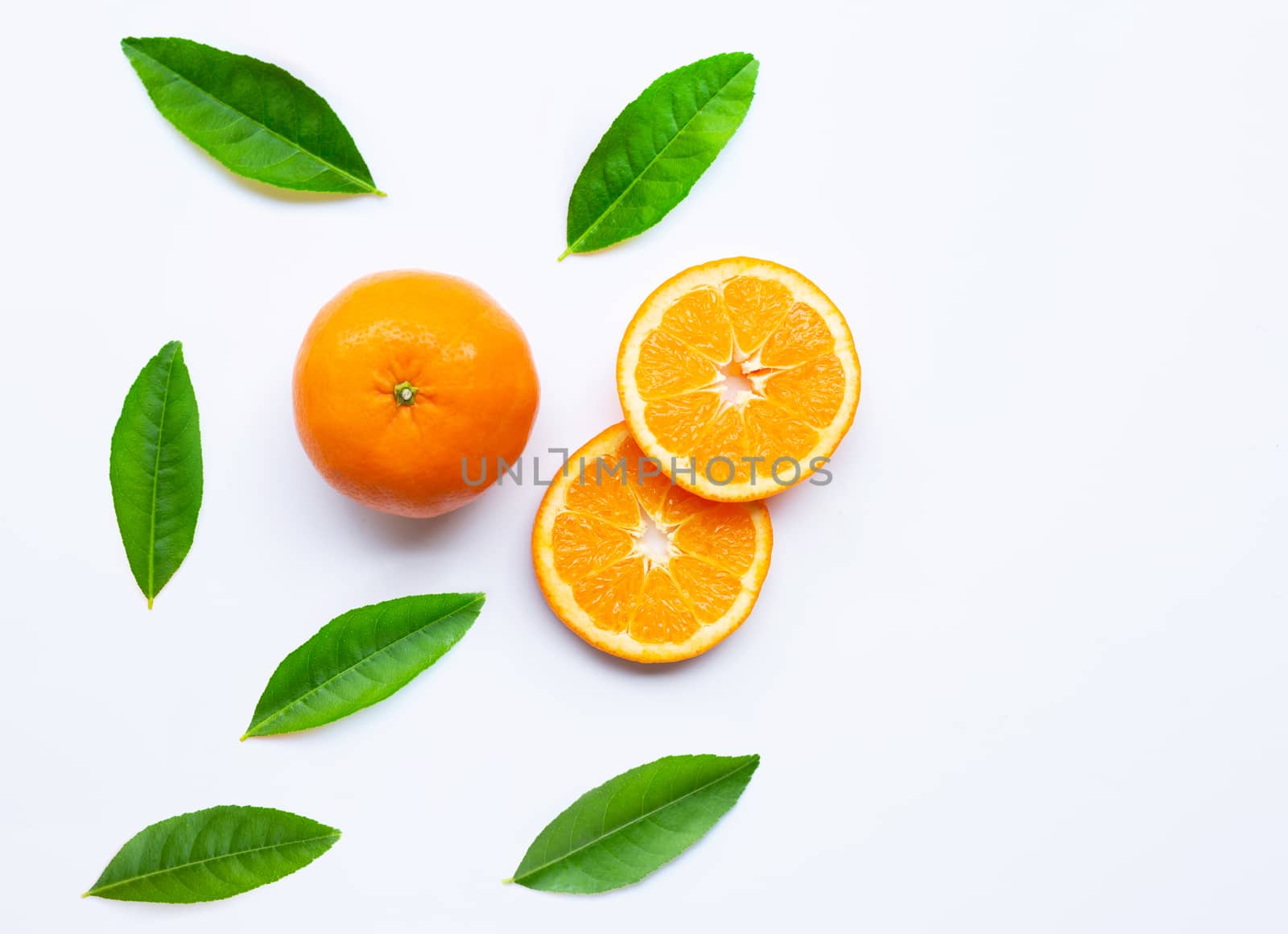 Fresh orange citrus fruits  on white background.