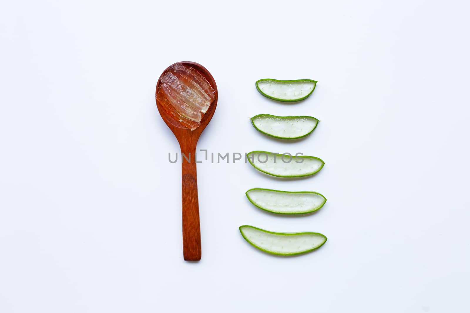 Aloe vera is a popular medicinal plant for health and beauty, on white background.