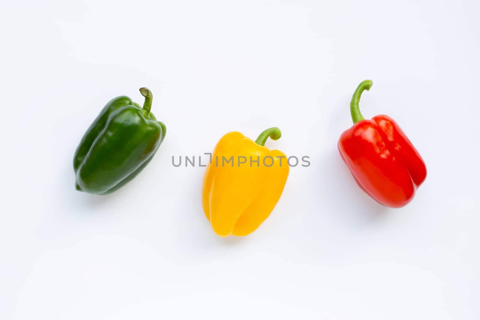 Sweet bell peppers on white background.