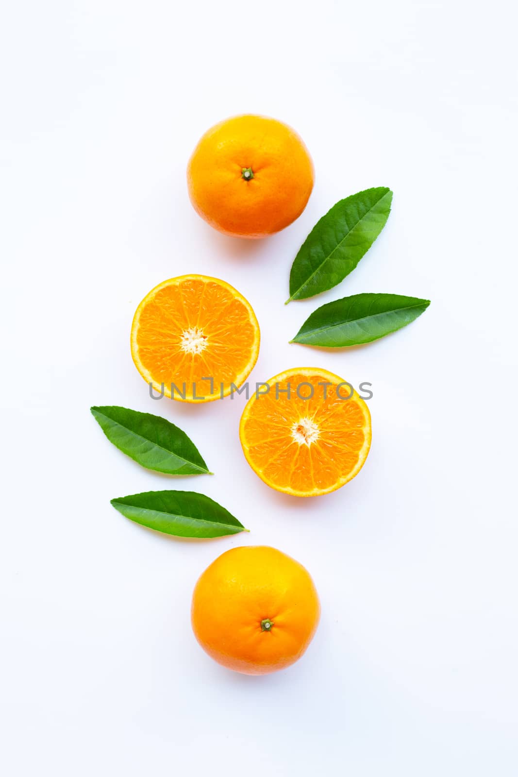 Fresh orange citrus fruit on white. by Bowonpat