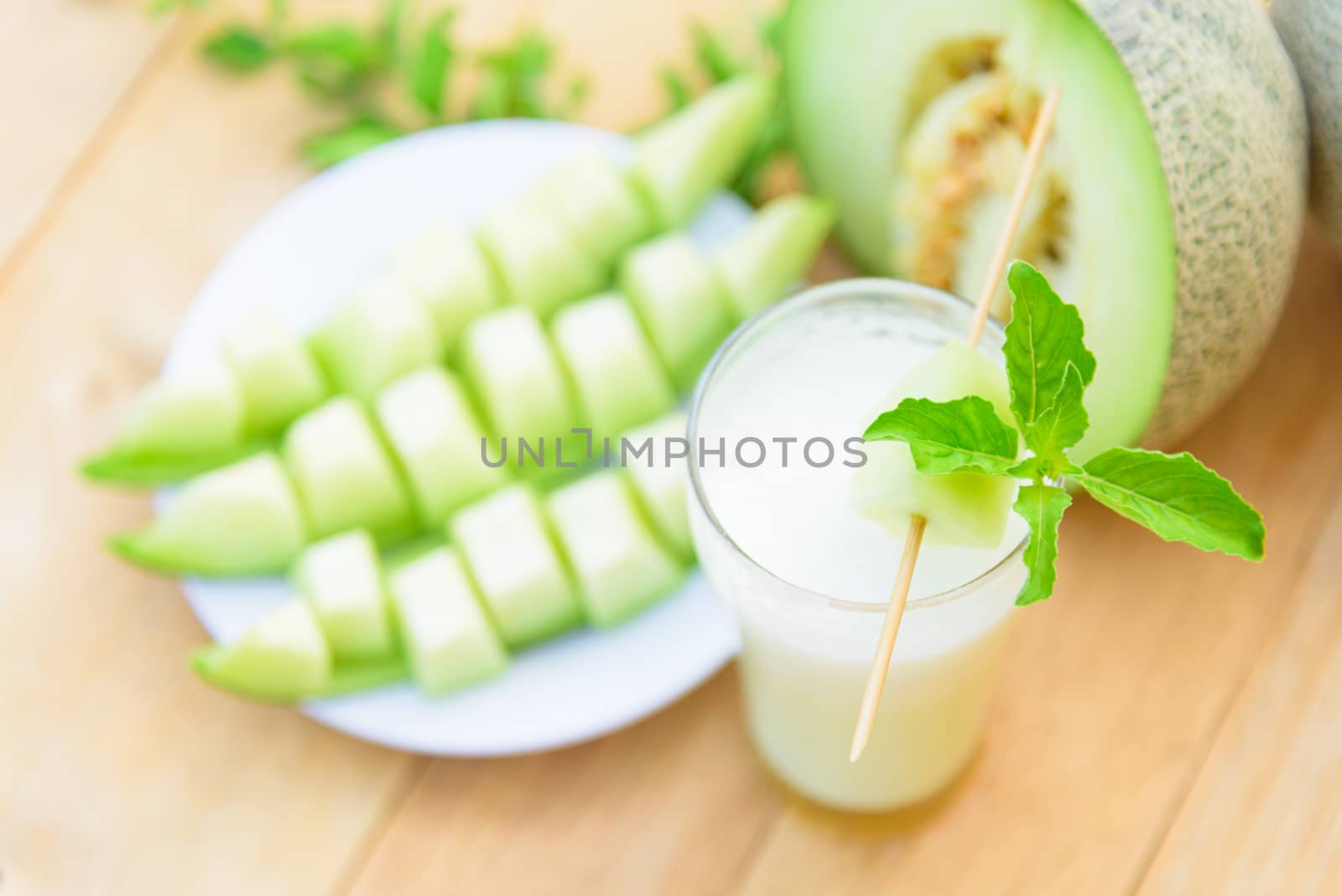 Milk melon Smoothie in glass by rukawajung