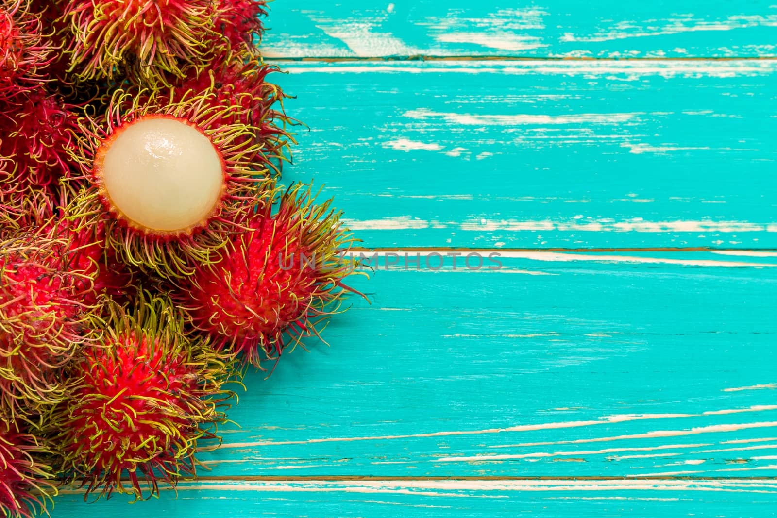 Rambutan, tropical fruit, common fruit in Southeast Asia countries.