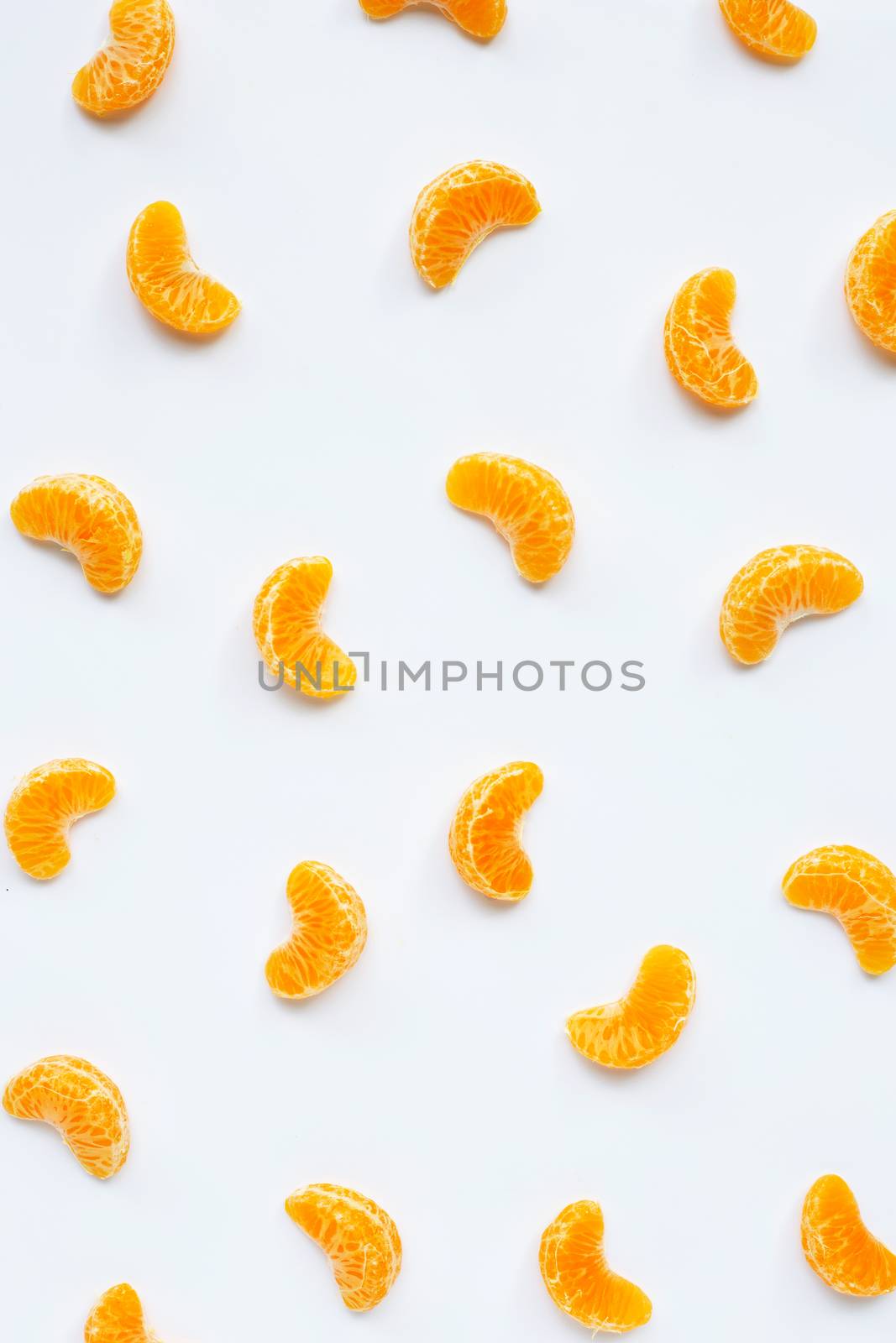 Mandarin segments, Fresh orange isolated on white  by Bowonpat