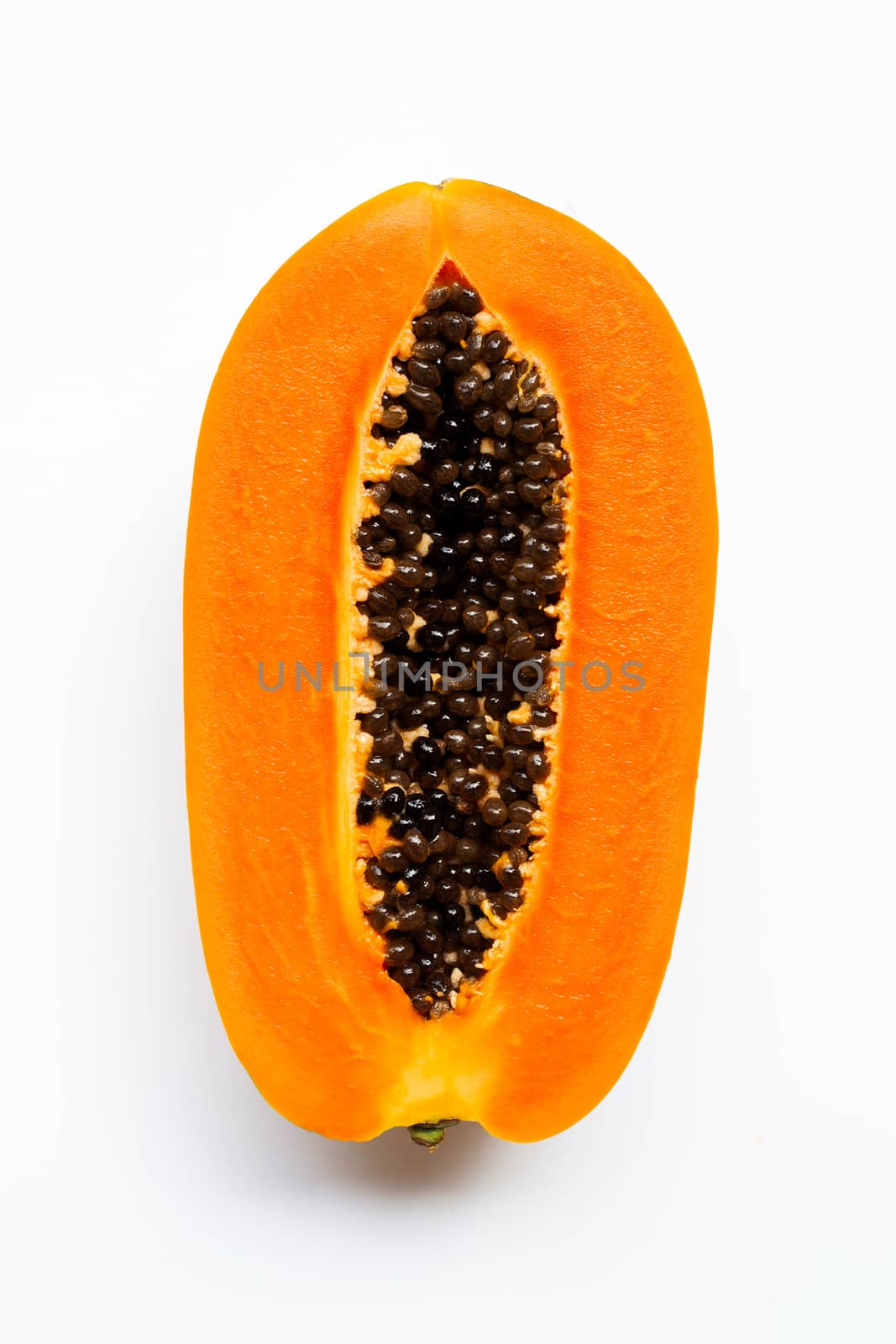 Ripe papaya fruit on white background. by Bowonpat