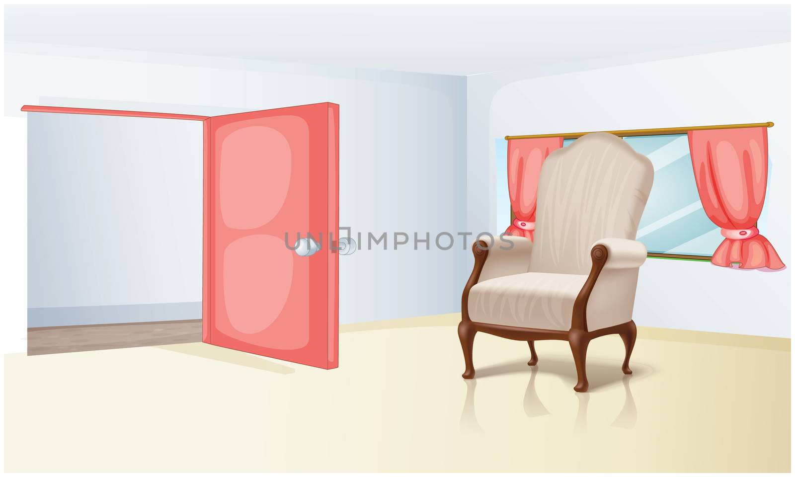 mock up illustration of realistic big chair in a room