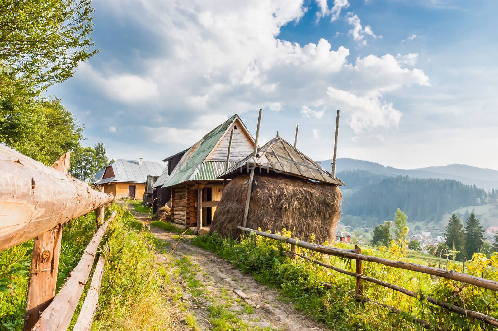 A farm in the ukrainian Carpathian Mountains