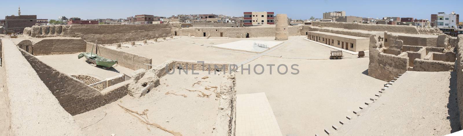 Panoramic landscape view of old ottoman fort in egyptian town of el quseir