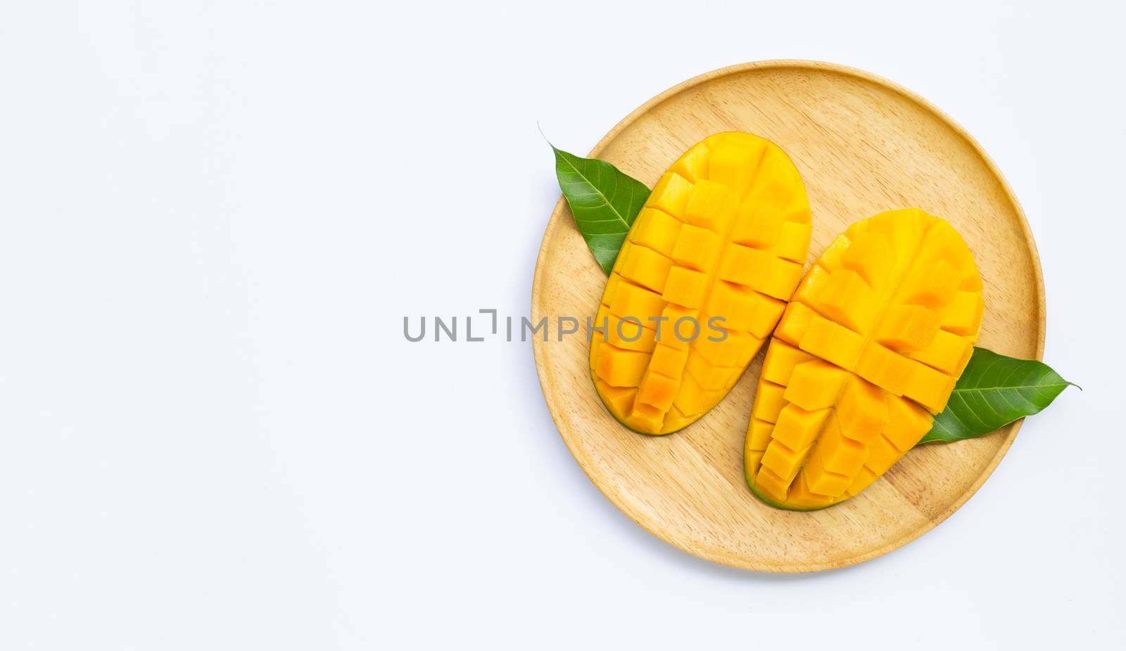 Tropical fruit, Mango  on white background. Top view