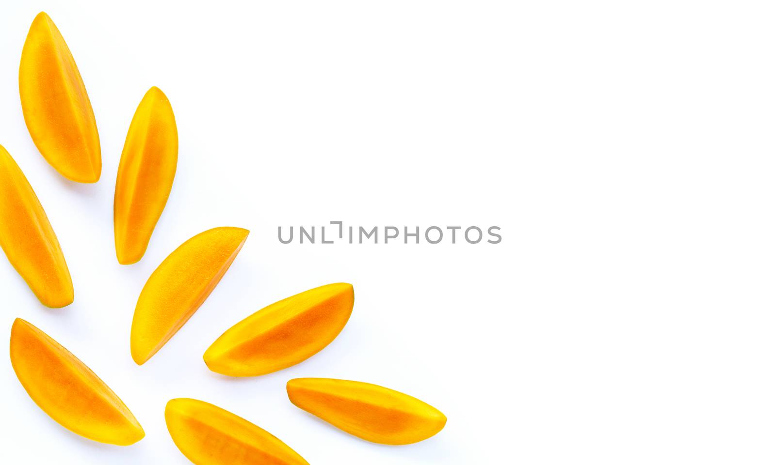 Tropical fruit, Mango  on white background. Top view