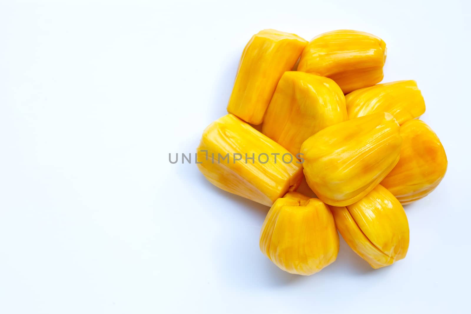 Ripe Jackfruit isolated on white background. Copy space