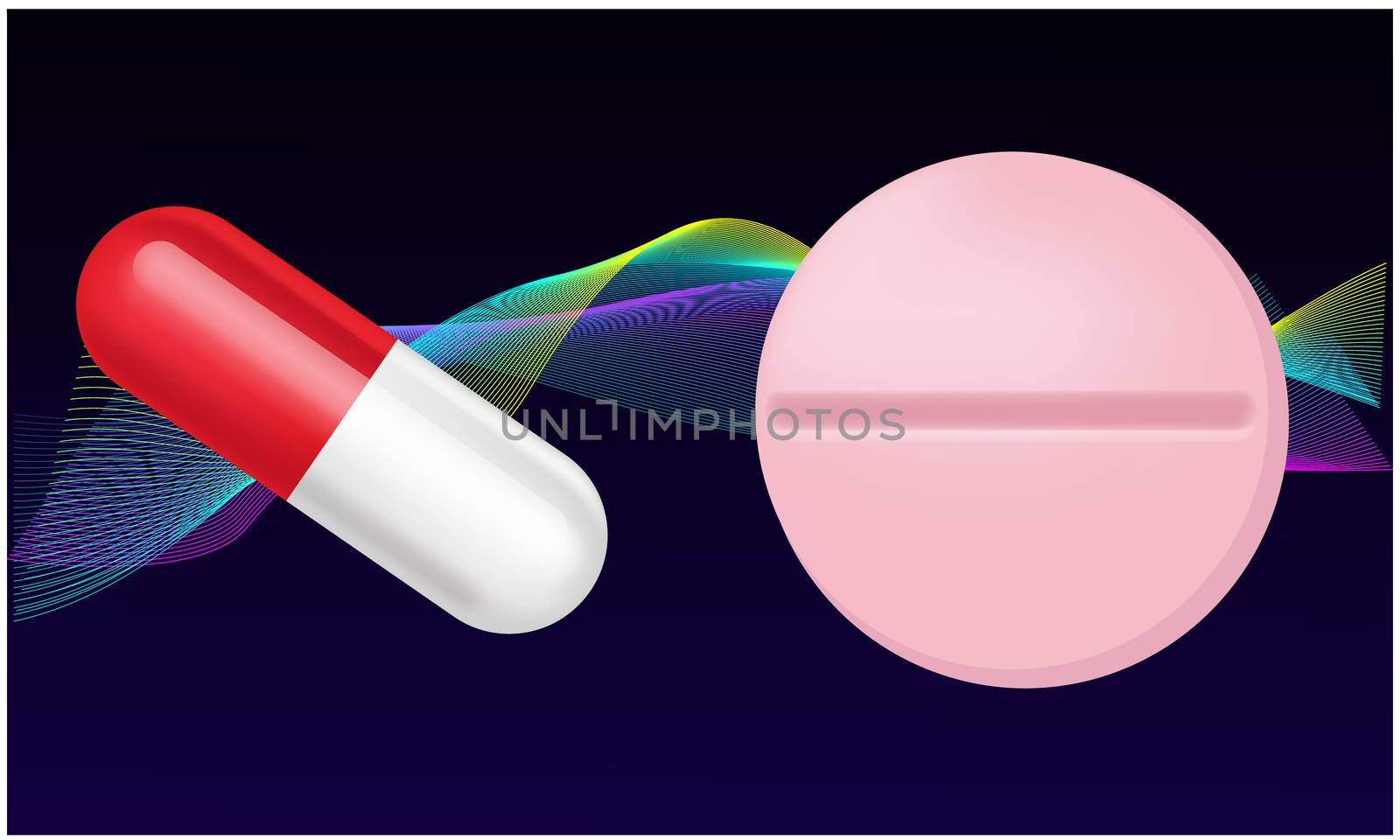 mock up illustration of medical tablets on abstract background