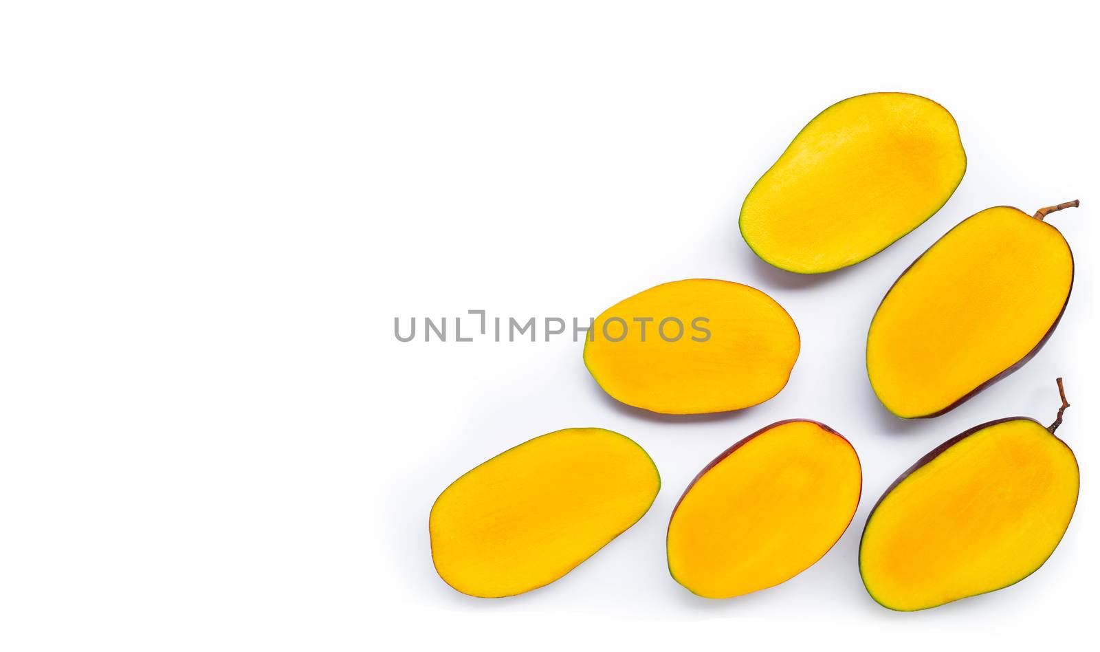 Tropical fruit, Mango  on white background. Top view