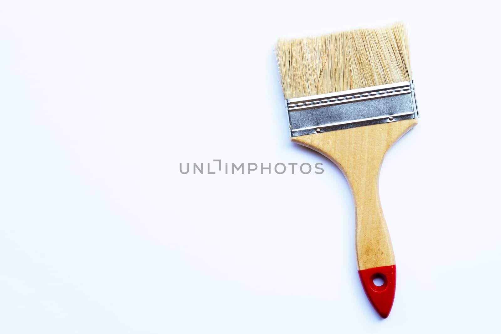 Paint brush on white background. copy space