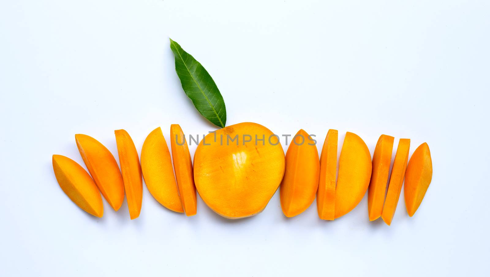 Tropical fruit, Mango  on white background. Top view