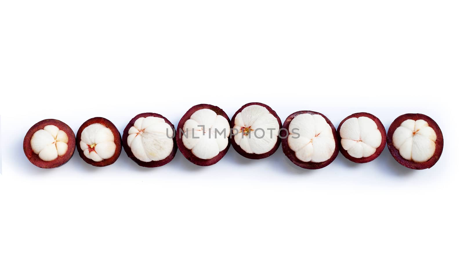 Mangosteen on white background.