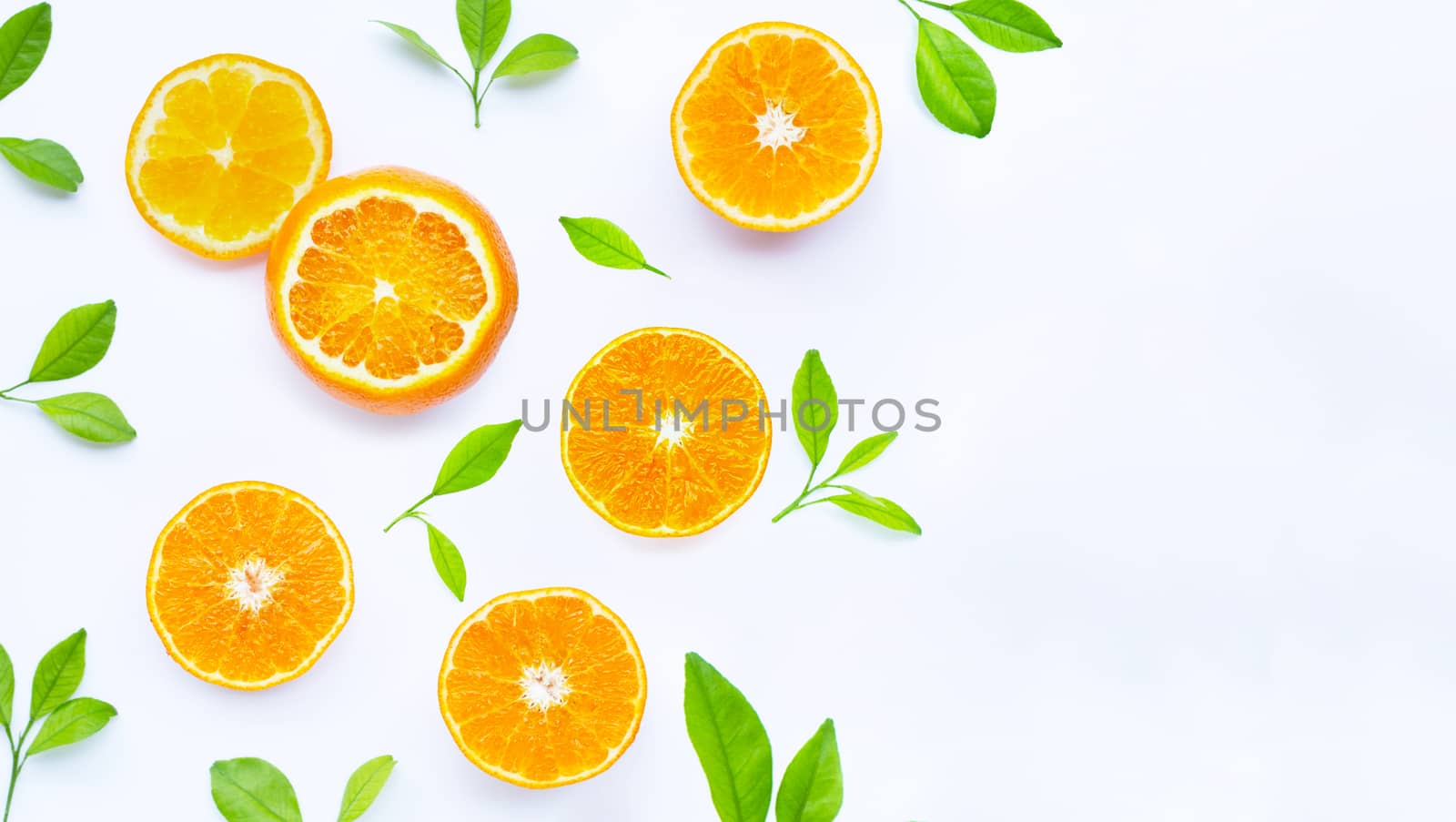 High vitamin C, Juicy and sweet. Fresh orange fruit  on white.