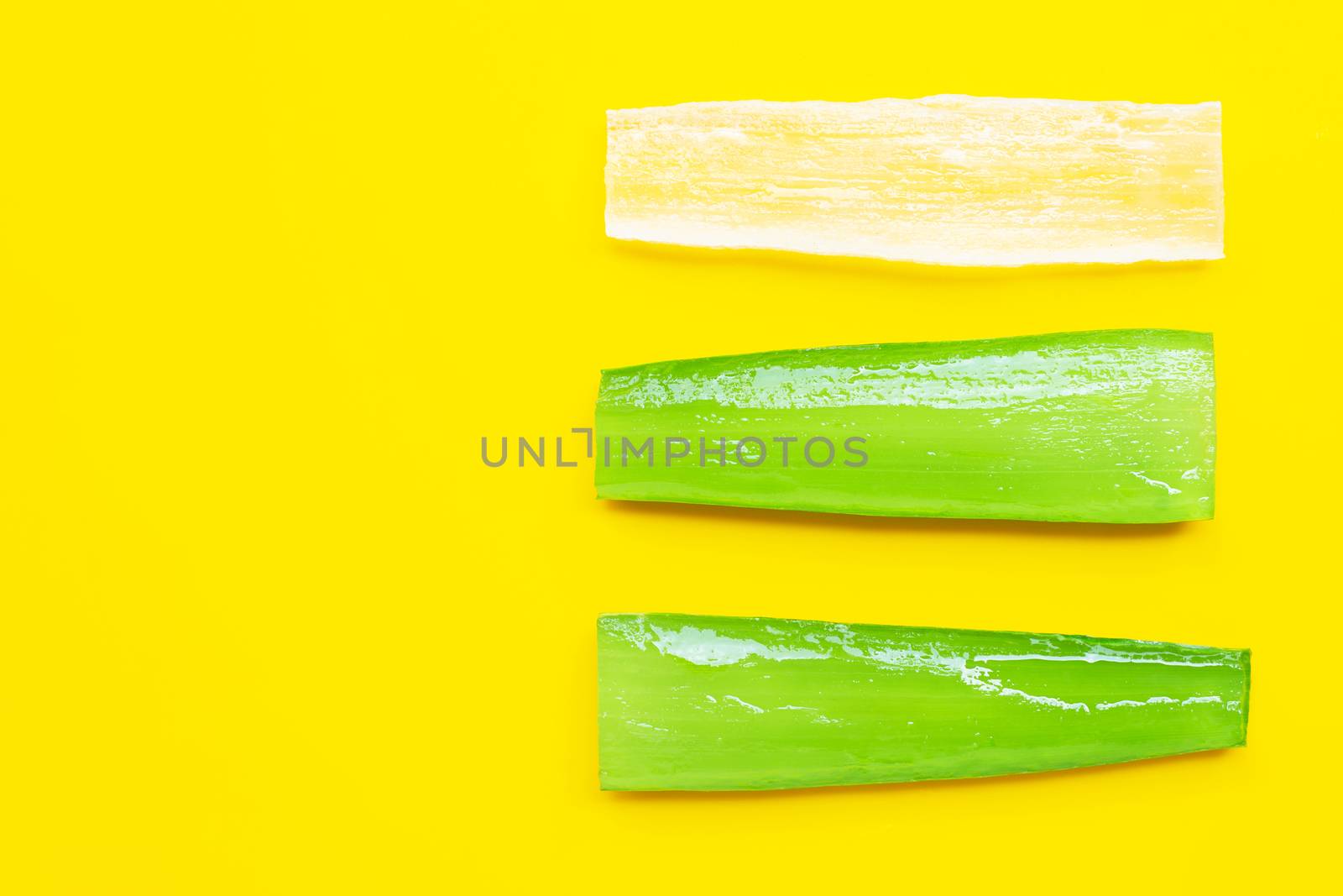 Aloe vera is a popular medicinal plant for health and beauty. Top view