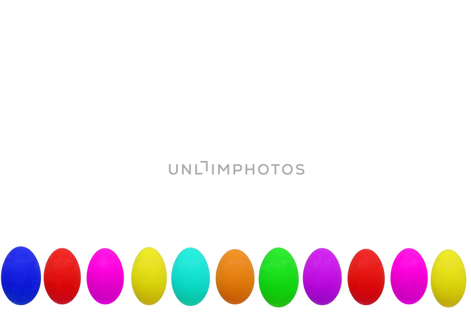 assortments of painted easter eggs, isolated on white background