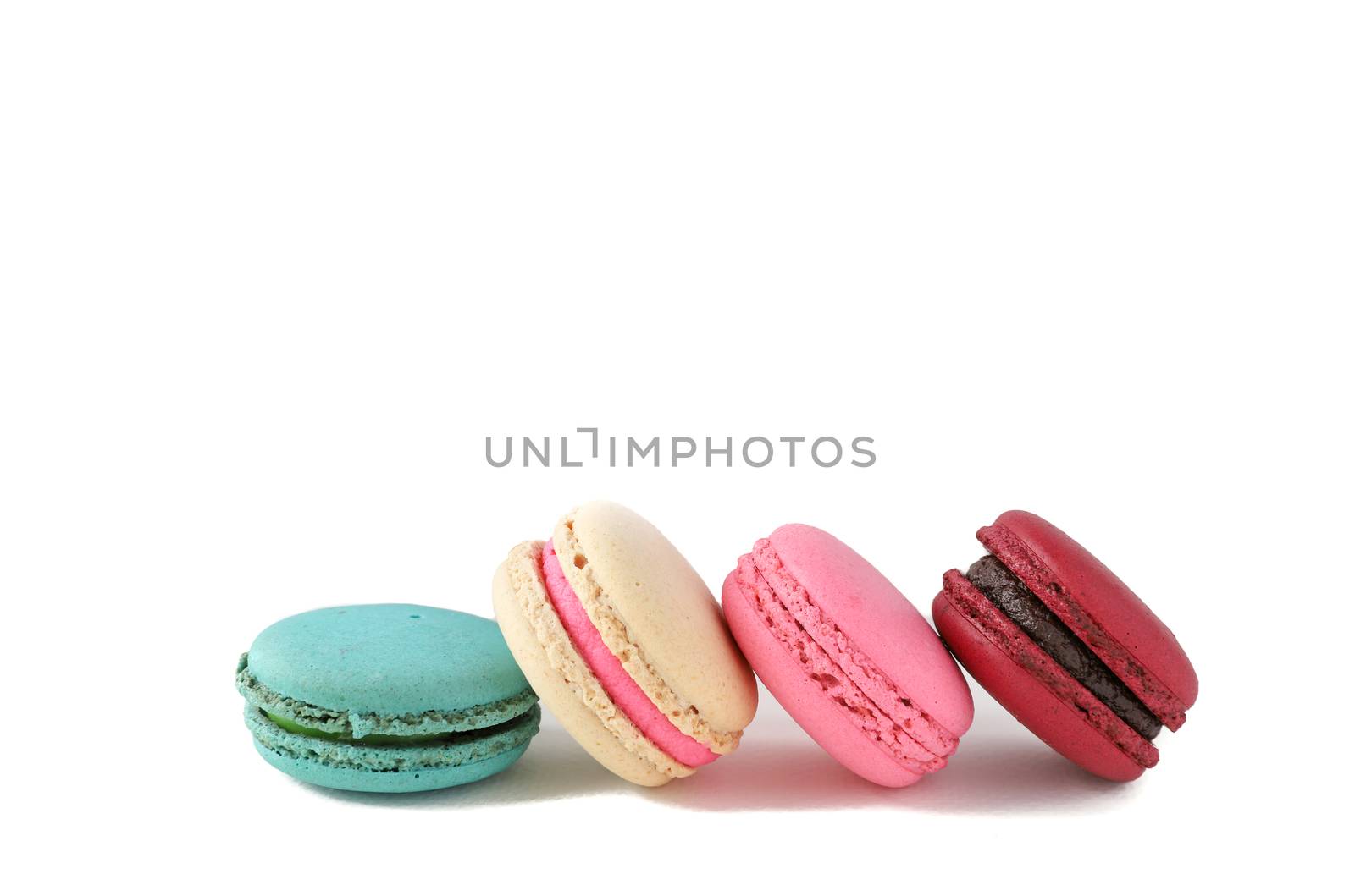 colorful macaroons isolated on white background