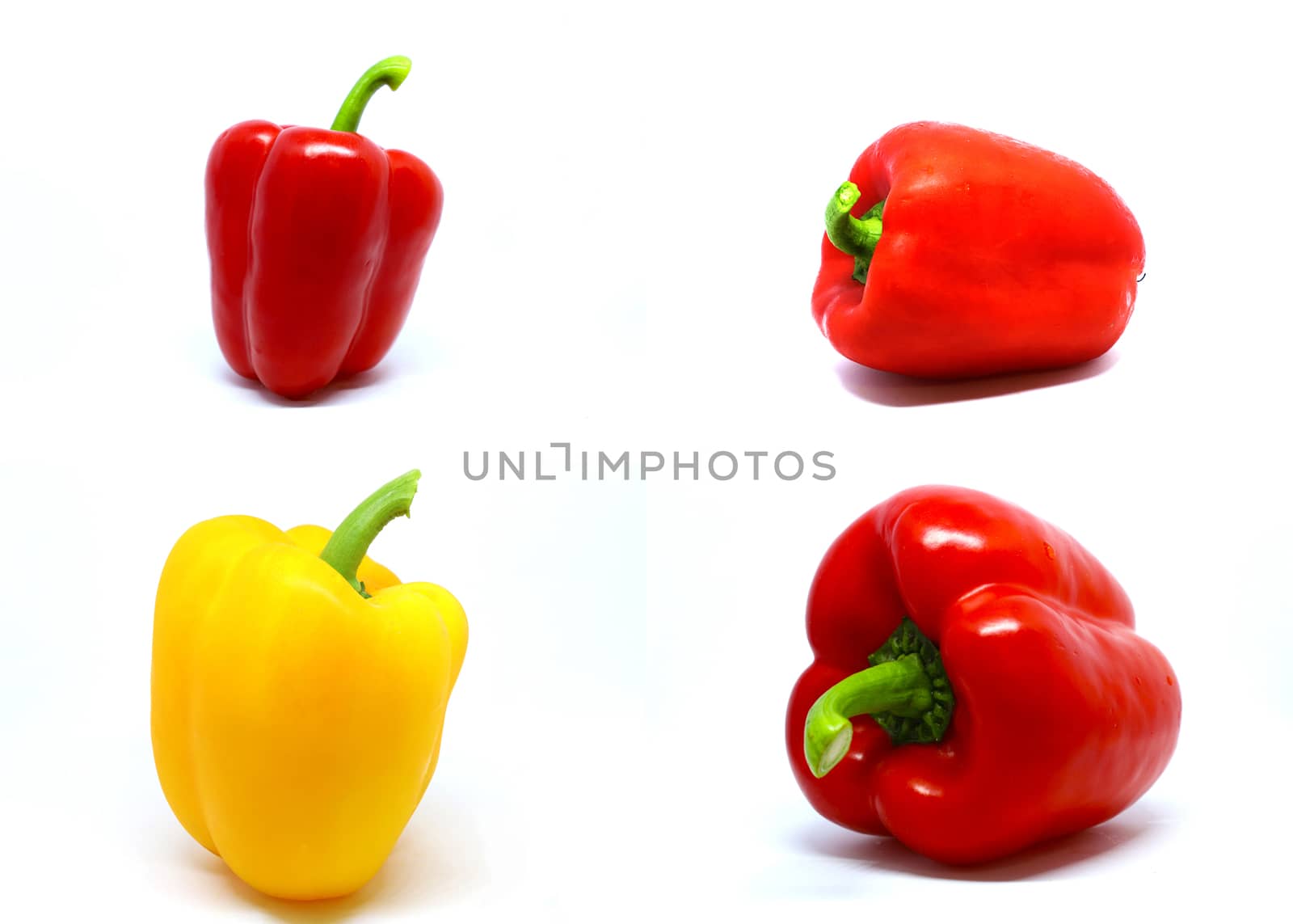 a group of fresh and colorful peppers, isolate on white background