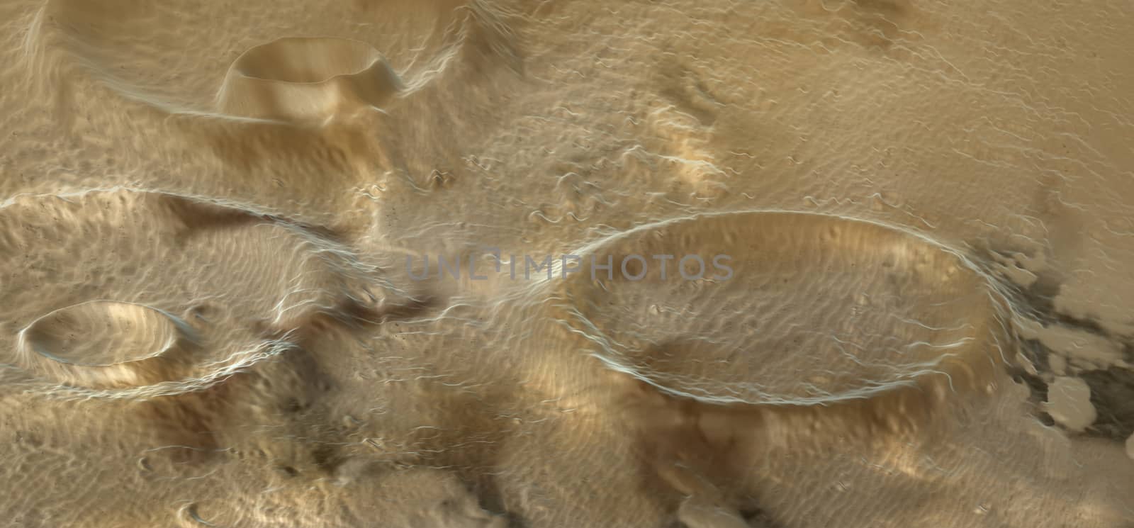 alien terrain with craters made in 3d software