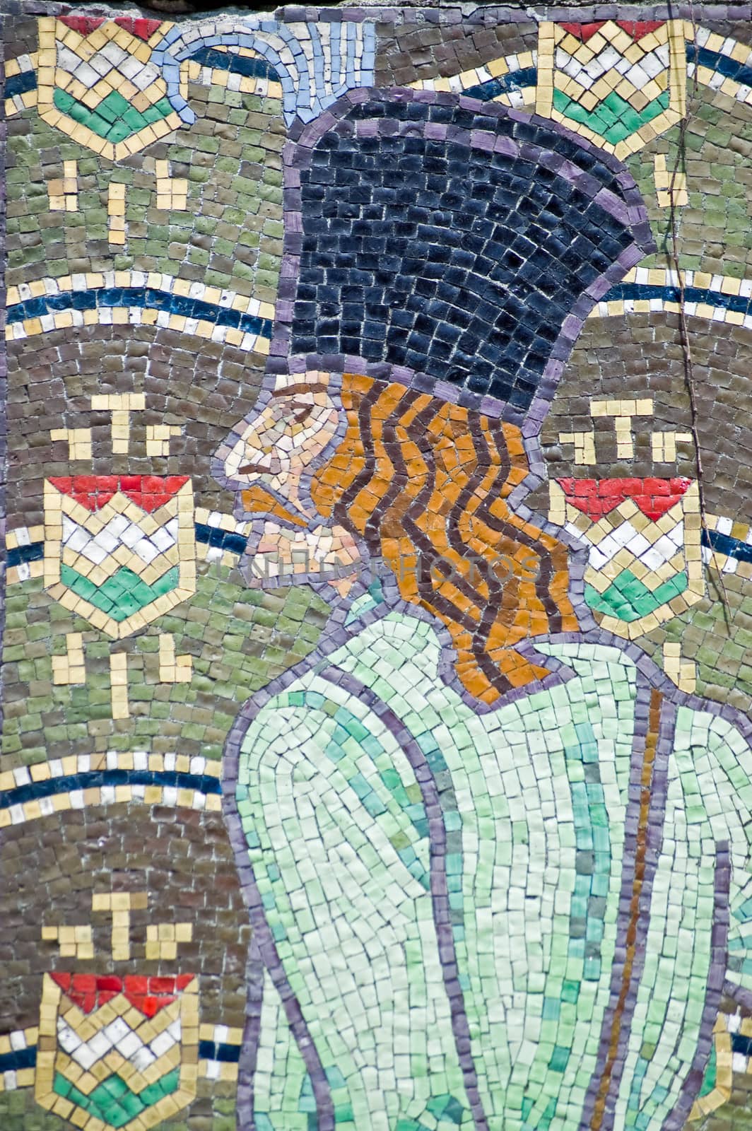 A mosaic depicting the renowned Hungarian poet Balint Balassa (1554-1594), founder of modern Hungarian lyric poetry. Monument on public display outside the Hungarian Pavilion in Giardini, Venice.