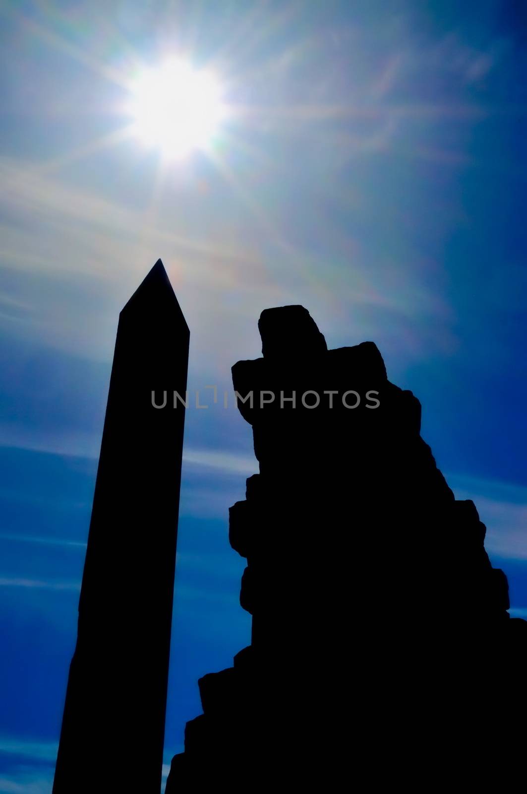 The silhouette of an egyptian obelisk in Luxor