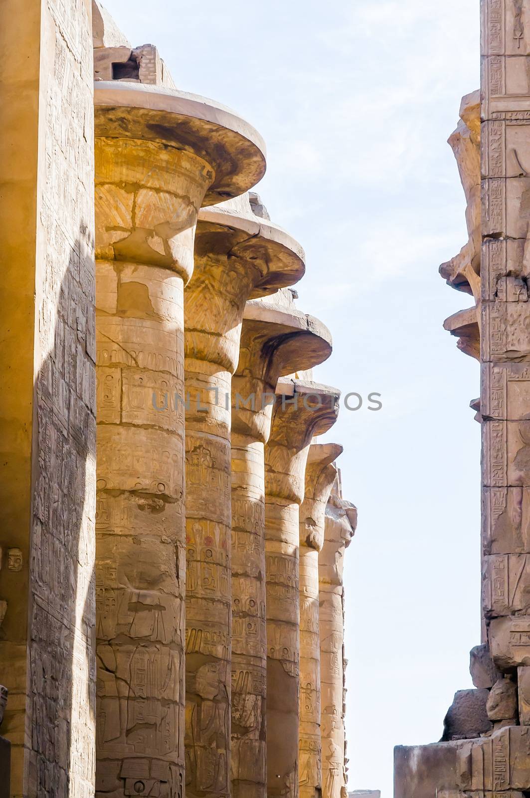 Columns in the Karnak temple in Luxor, Egypt by MaxalTamor