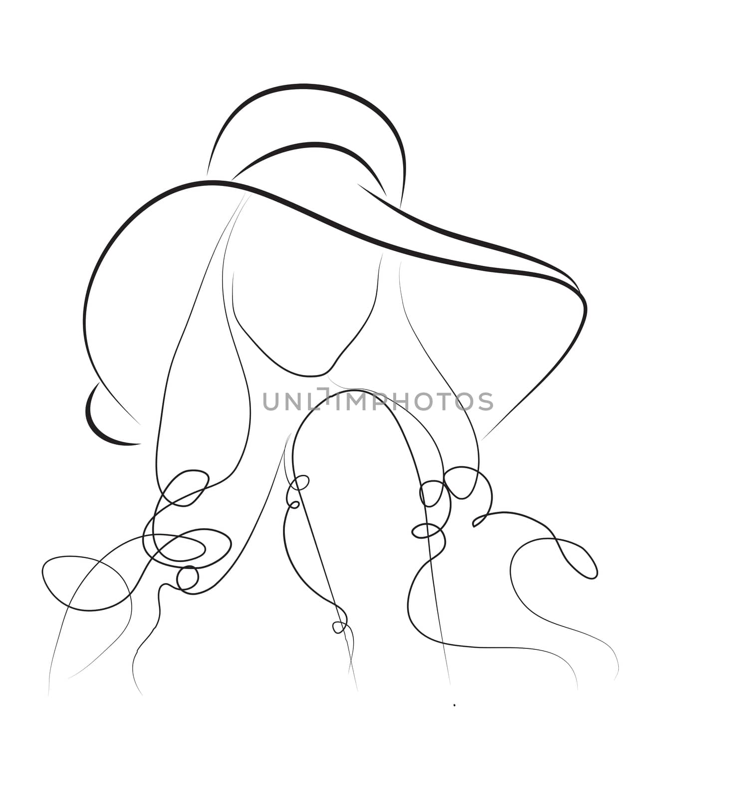 woman in a elegant hat made in 2d software