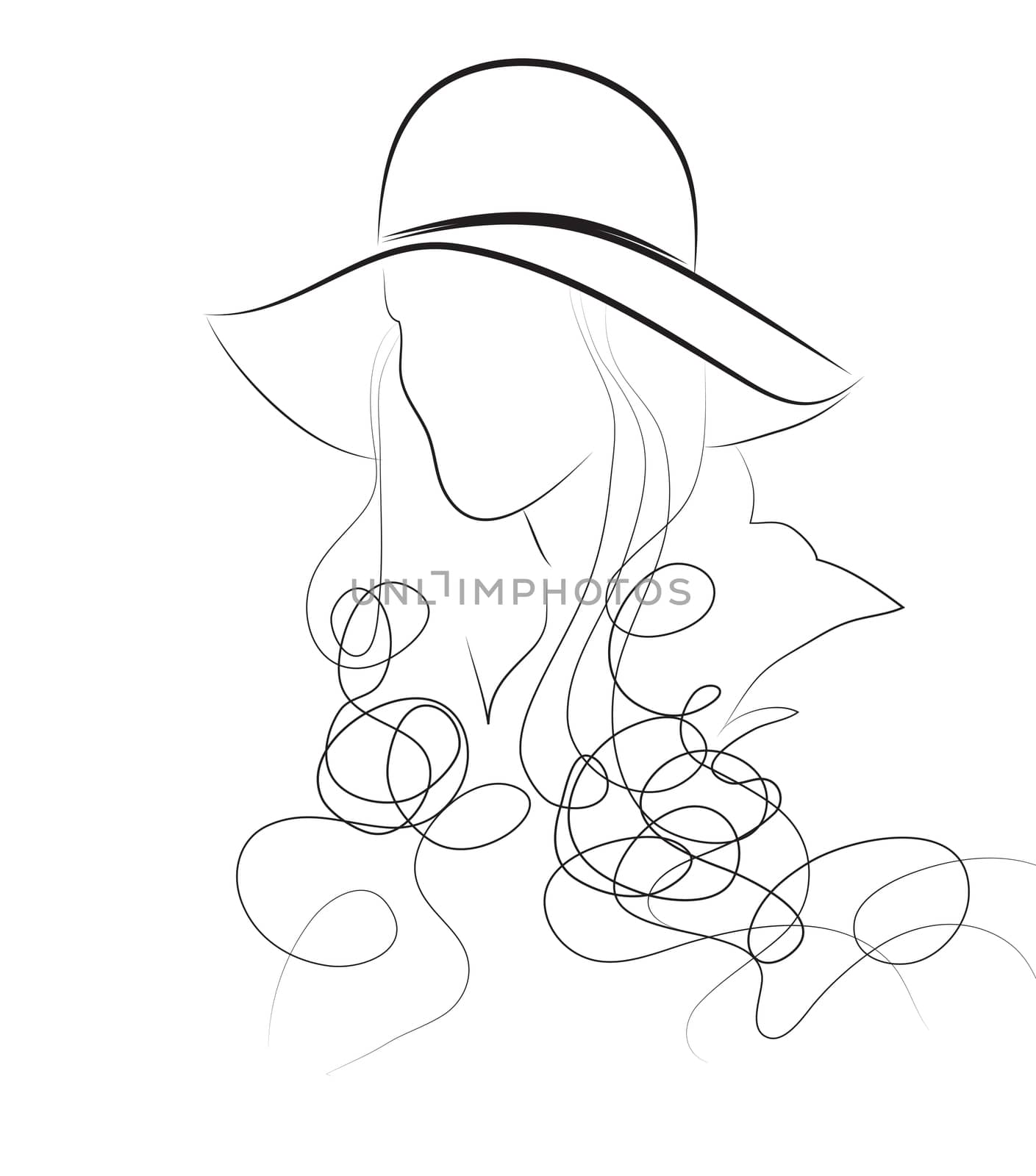 woman in a elegant hat made in 2d software