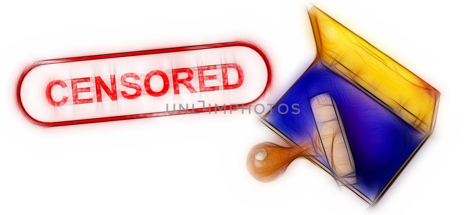 Top view of a rubber stamp with a giant word "CENSORED" printed, isolated on white background.