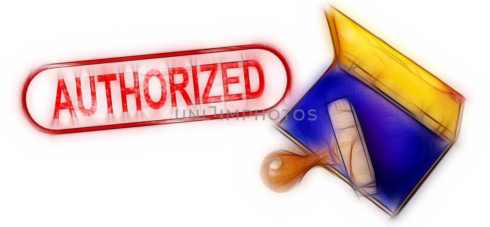 Top view of a rubber stamp with a giant word "Authorized  " printed, isolated on white background.