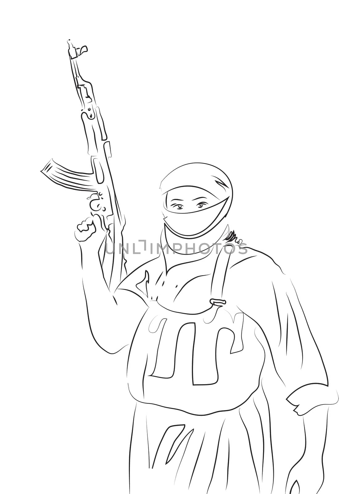 drawing of islamic state fighter made in 2d software