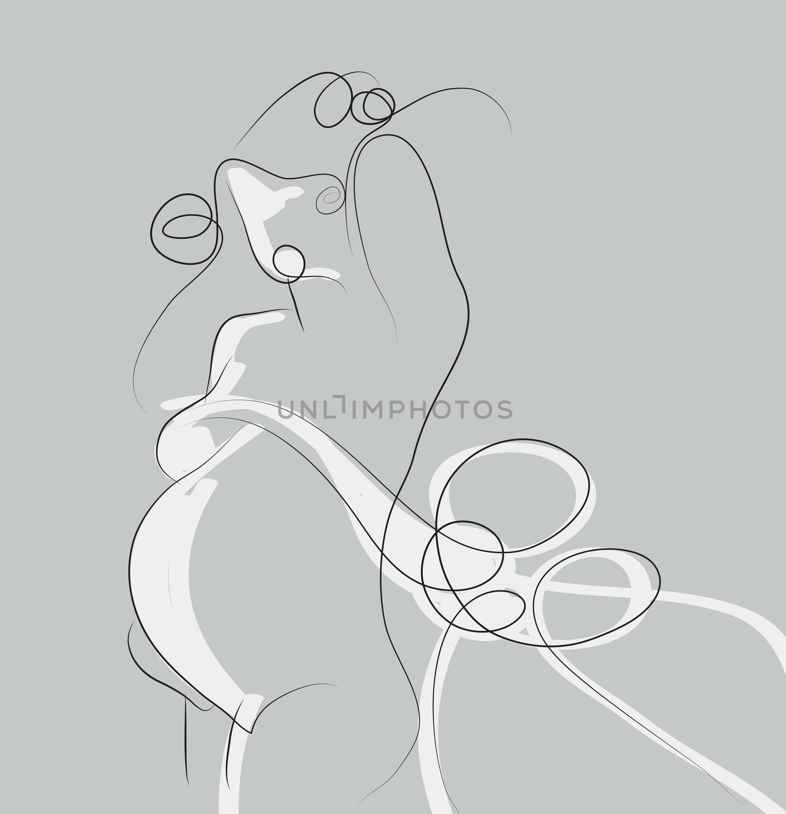 pregnant woman made in 2d software isolated on gray