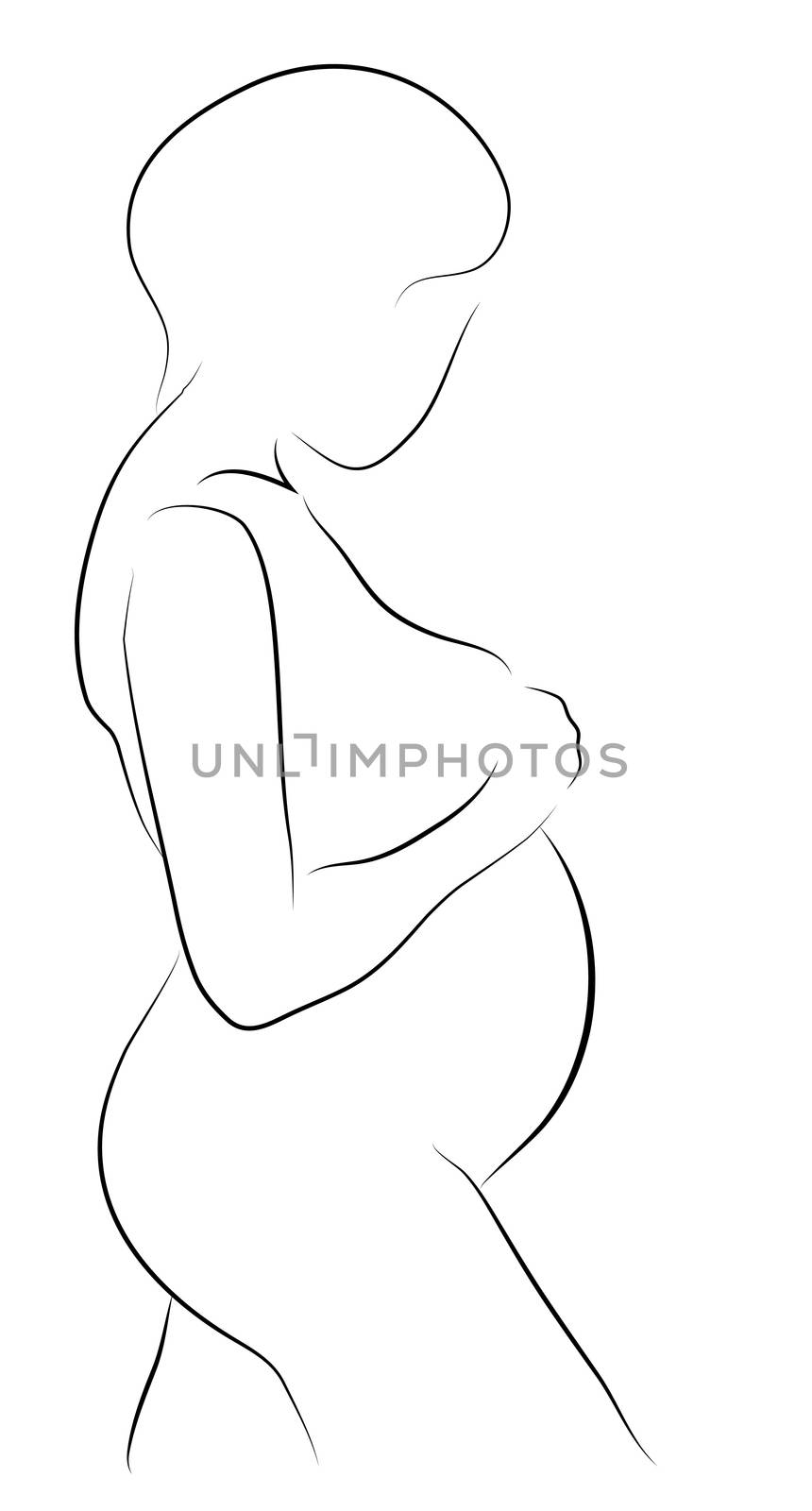 pregnant woman made in 2d software isolated on white