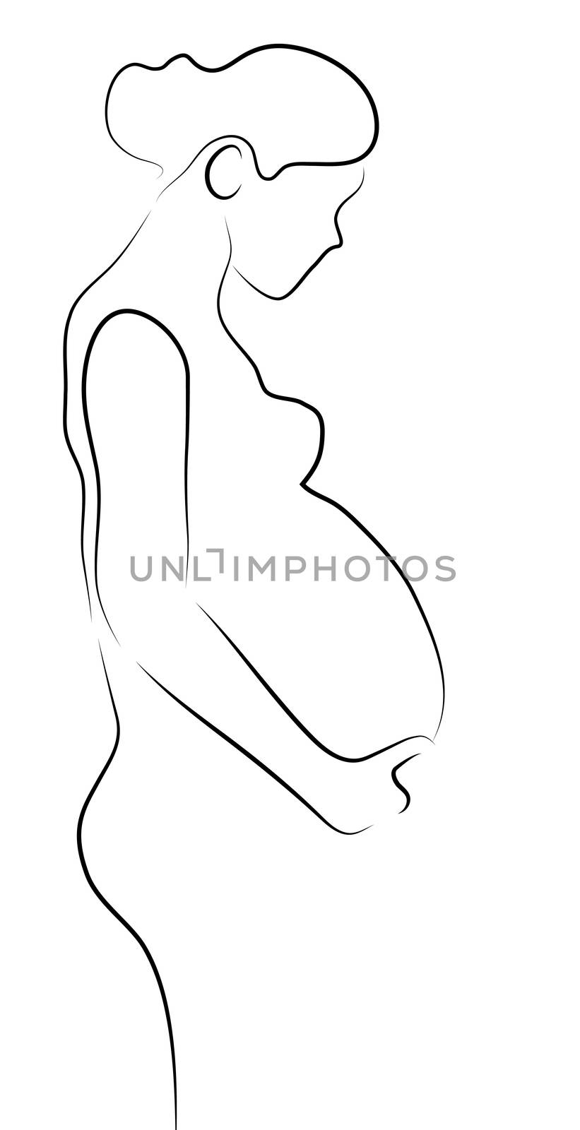 pregnant woman made in 2d software isolated on white