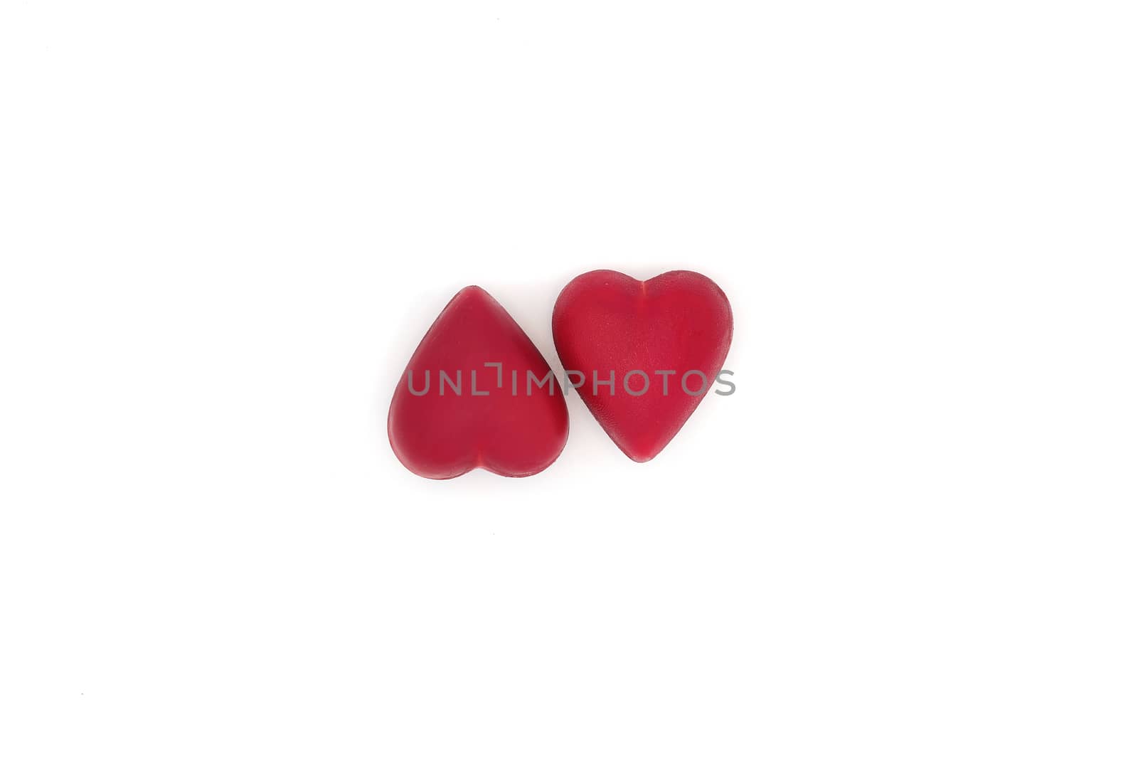 two red hearts isolated in white background, love, heart, Valentines' Day concept, minimalism