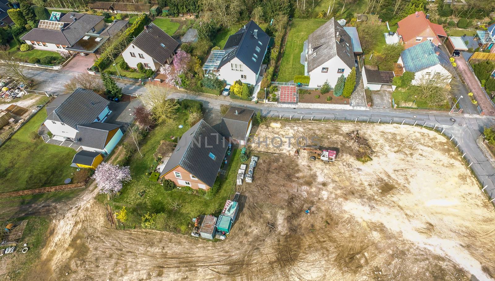 Aerial photograph for the construction site of a detached house