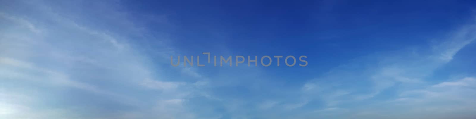 Panorama sky with cloud on a sunny day. Beautiful cirrus cloud.