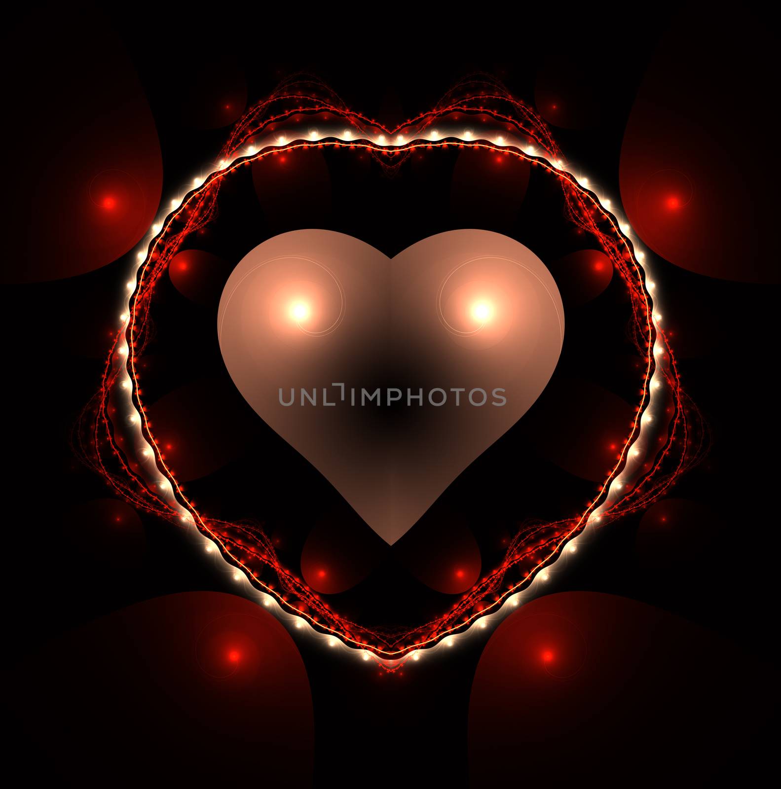 Burning and beating heart. Valentine's day background. Greeting card by NatalyArt