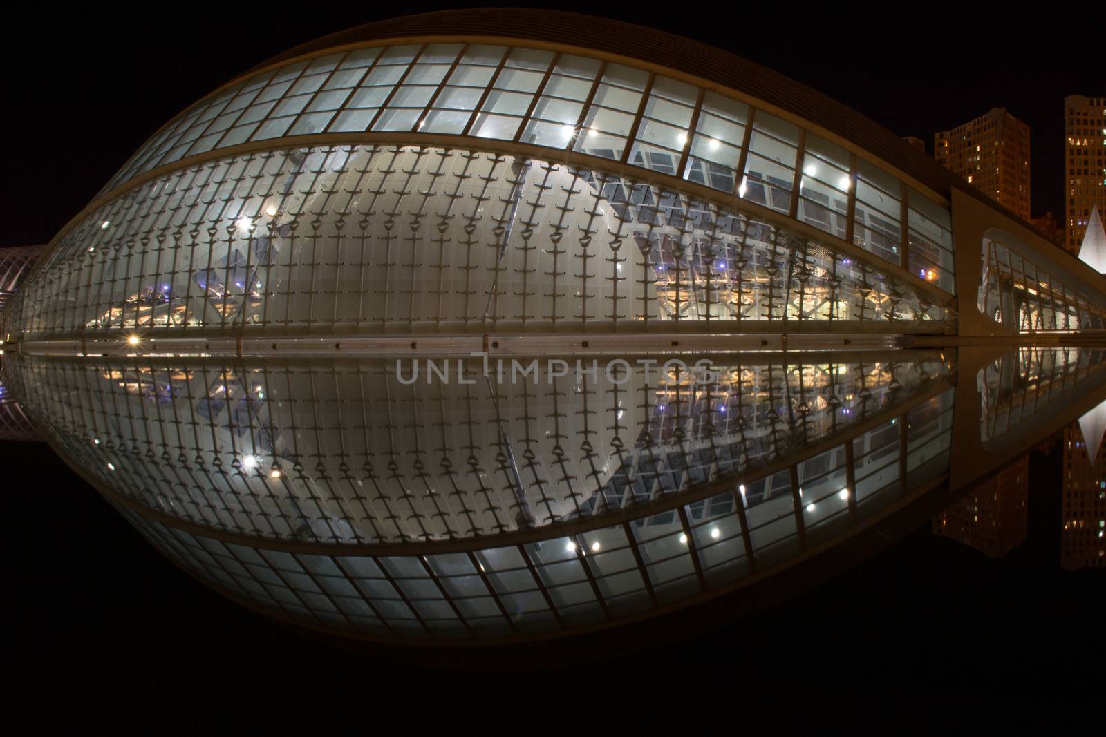 View at L'Hemisfèric in the City of Arts and Sciences in Valencia, Spain