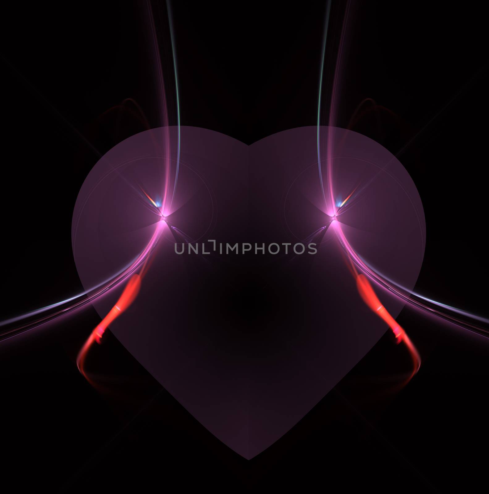 Burning and beating heart. Valentine's day background. An abstract computer generated modern fractal design on dark background. Abstract fractal color texture. Digital art. Abstract Form & Colors. Abstract fractal element pattern for your design
