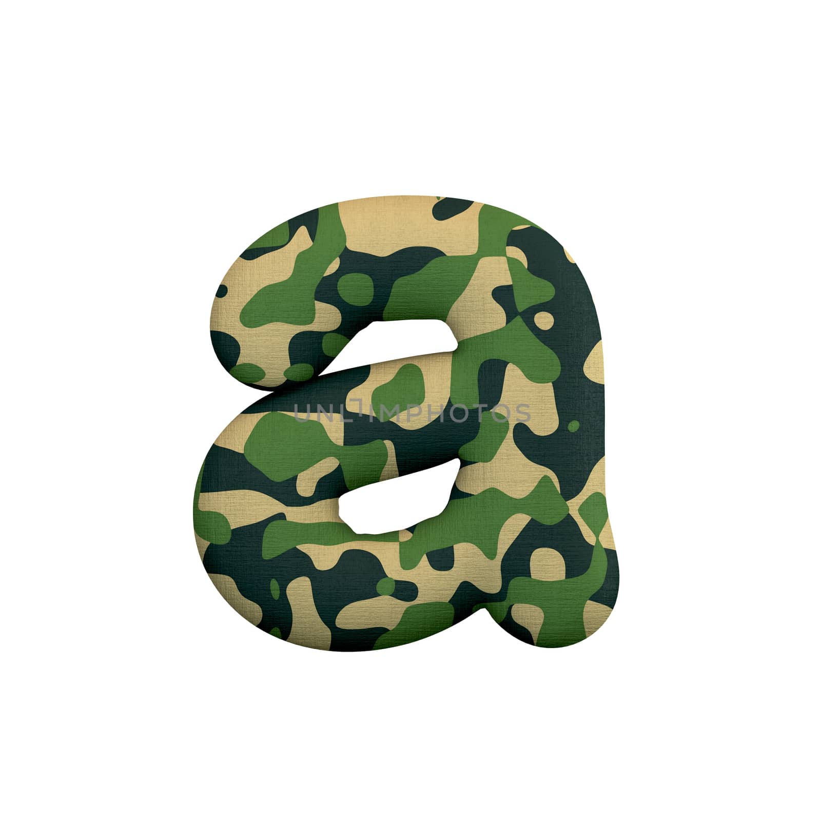 Army letter A - Small 3d Camo font isolated on white background. This alphabet is perfect for creative illustrations related but not limited to Army, war, survivalism...