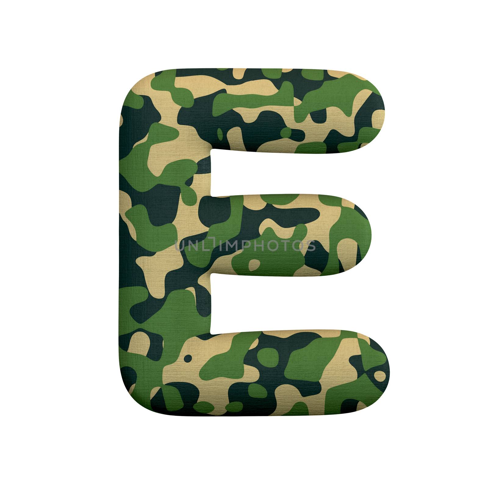 Army letter E - Capital 3d Camo font - Army, war or survivalism concept by chrisroll