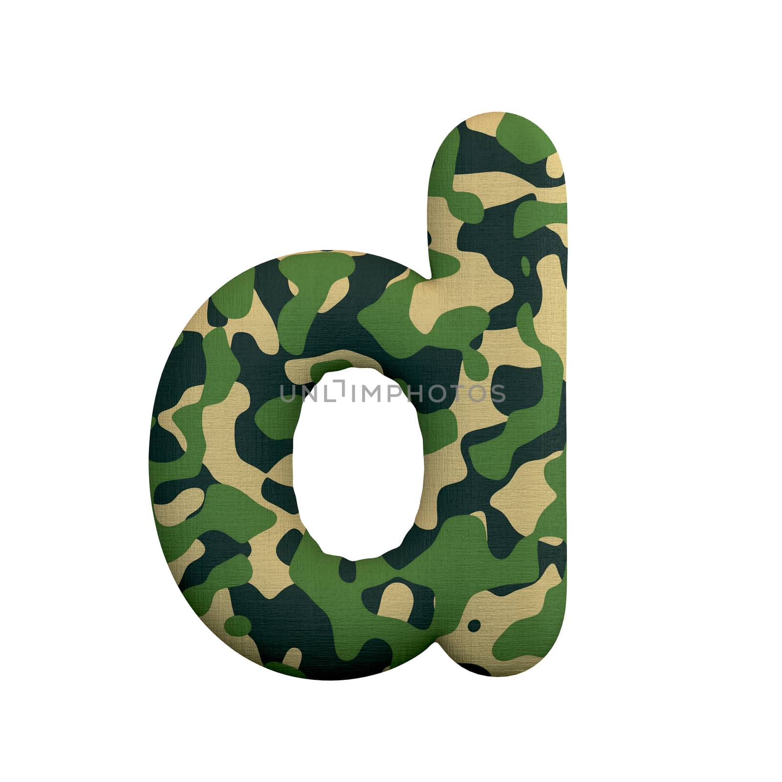 Army letter D - Lowercase 3d Camo font - Army, war or survivalism concept by chrisroll