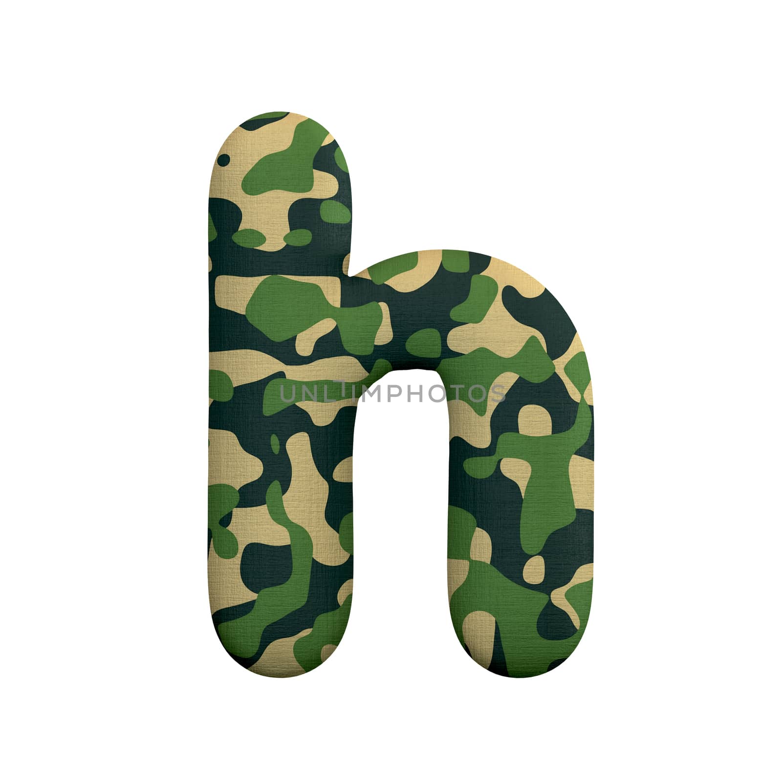 Army letter H - Lower-case 3d Camo font - Army, war or survivalism concept by chrisroll